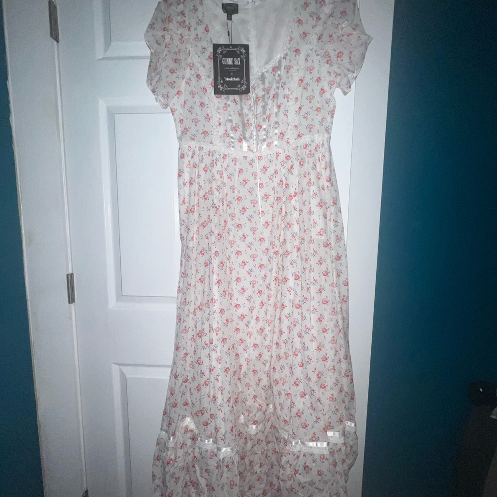 Gunne Sax by ModCloth size 16 White and Red Floral Dress - Picture 3 of 11